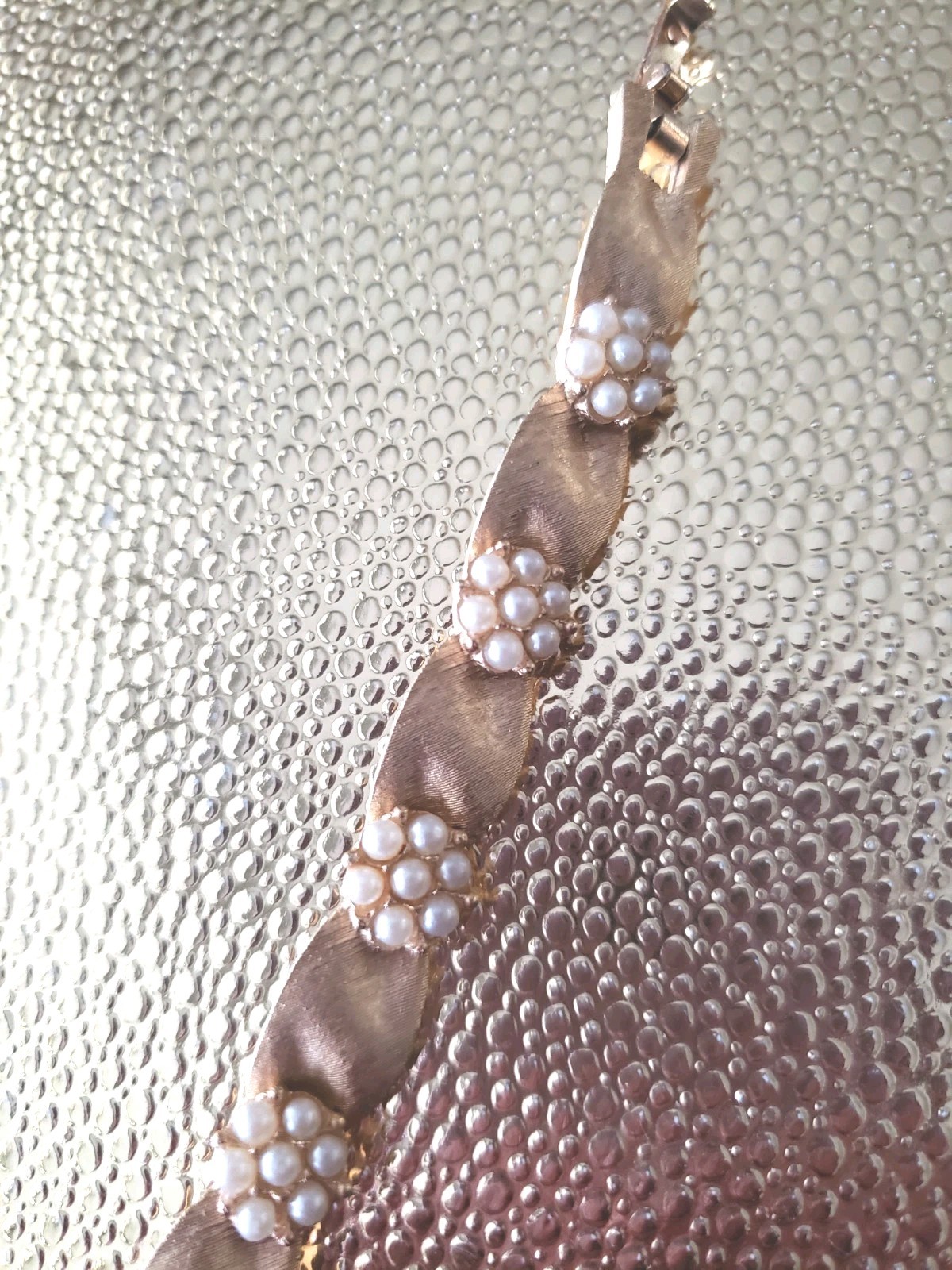 Vintage Crown Trifari Gold Plate Birthday Ribbon Bracelet