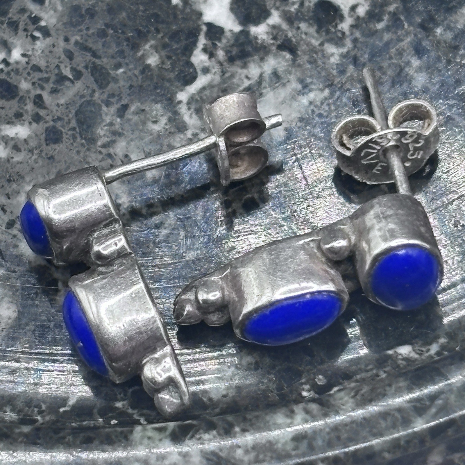 Cobalt Blue Lapis Lazuli Sterling Silver Pierced Earrings, Albuquerque, New Mex.