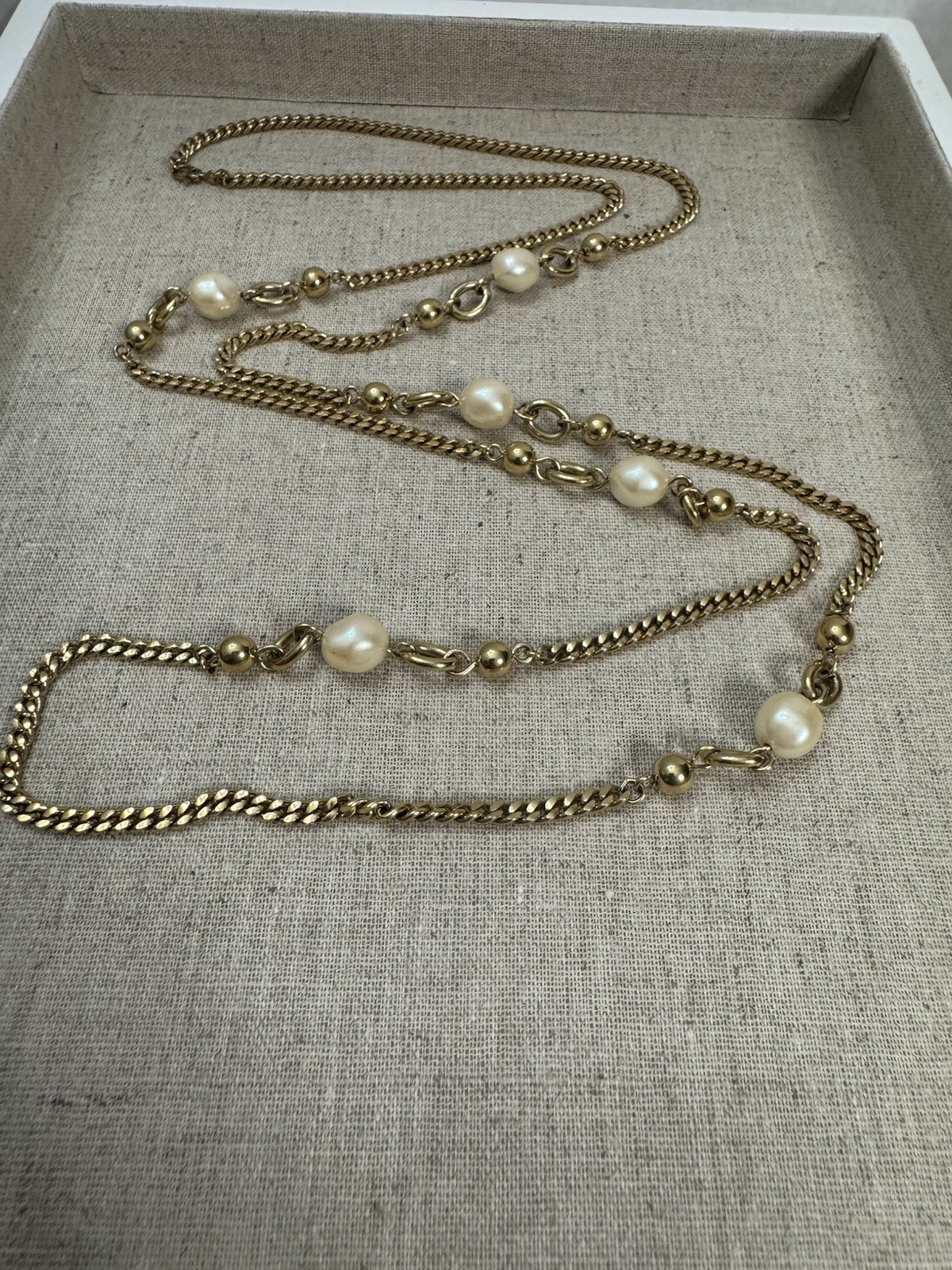 Vintage Monet Signed Elegant Faux Pearls Thick Gold Tone Chain Business Casual