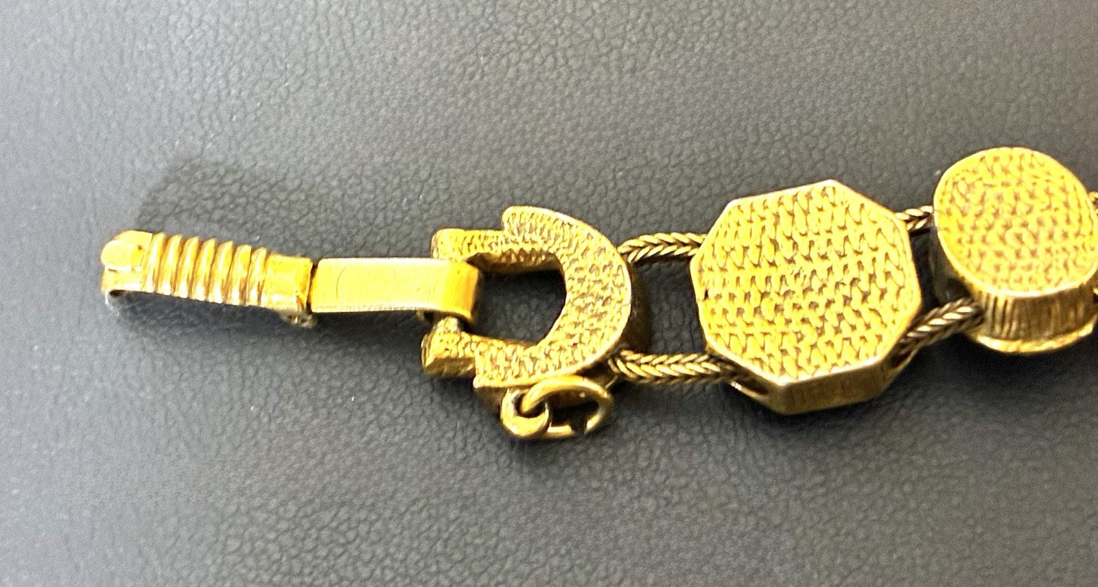 Vintage Victorian Revival Gold Tone Slide/Charm Bracelet, Attributed To Goldette