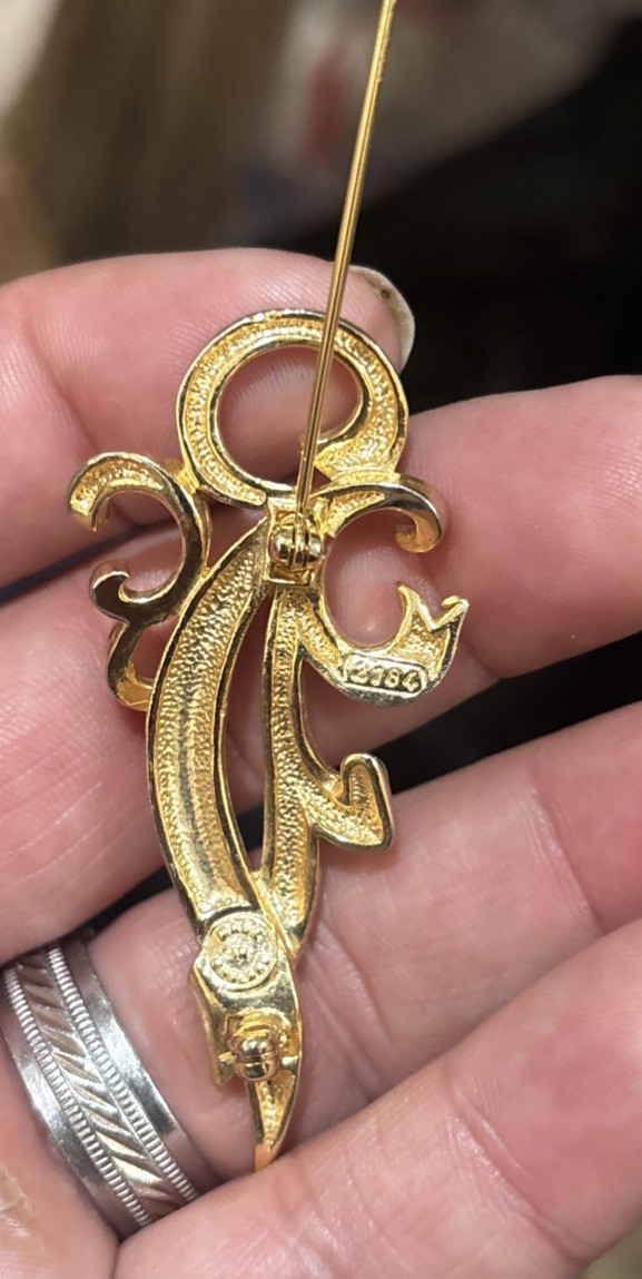 Vintage Gold Tone Made In England Pin Brooch Numbered
