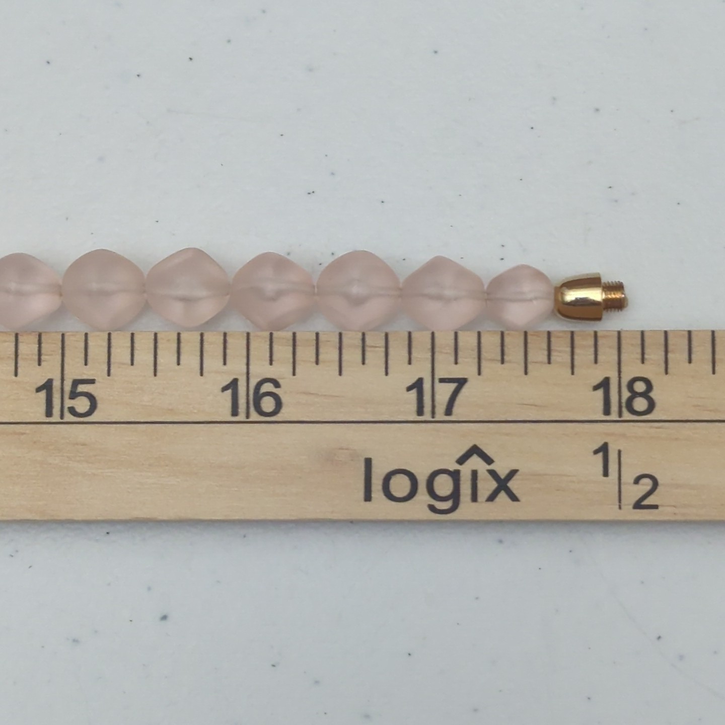 Vintage Frosted Pink Lucite Beaded Necklace Satin Finish Gold Tone Clasp