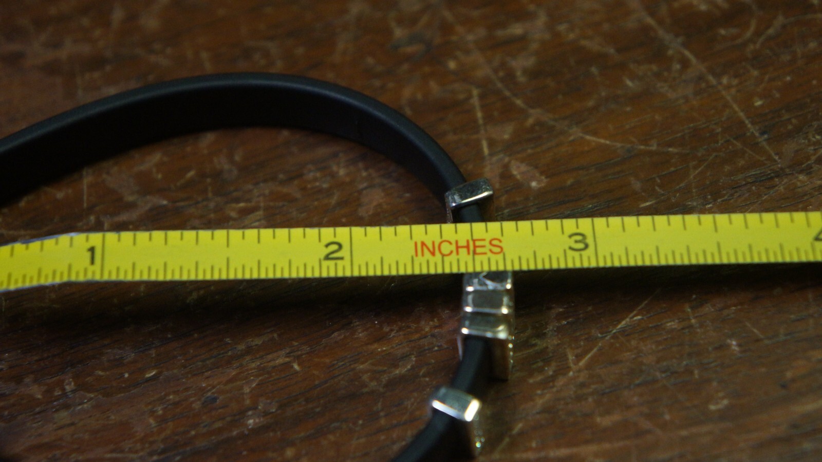 Contemporary Ster. Silver CZ Slide Charm Black Rubber Bracelet 2.5″ LOT 19