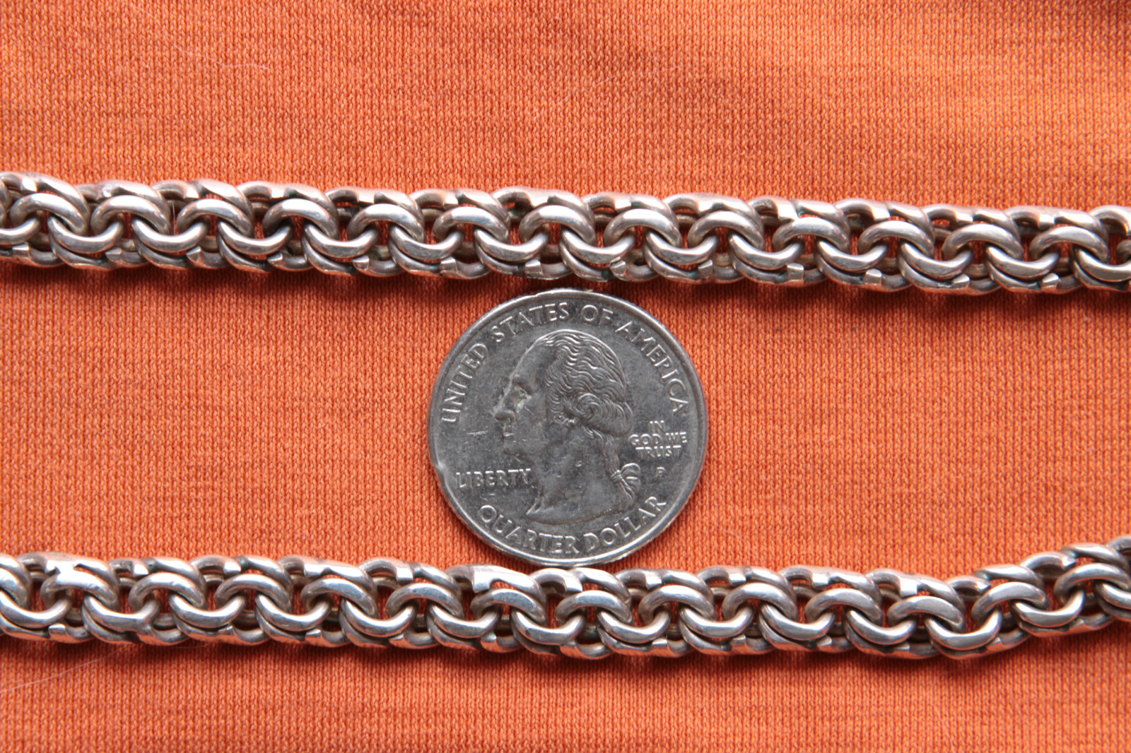 Vintage Sterling Silver Hand Made Mexico Chain 65.3 grams 18 3/4″ long 8mm