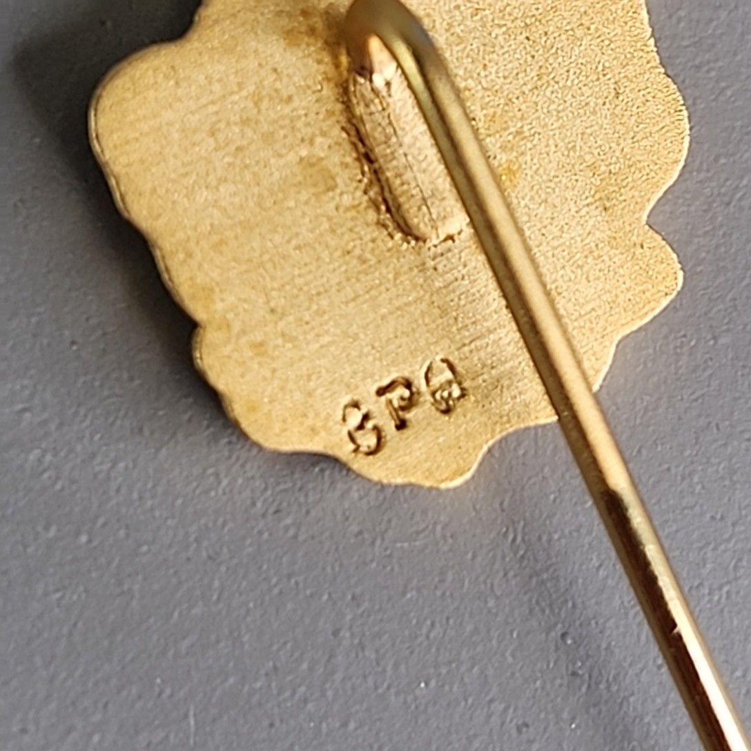 Vintage Flower Stick Pin Black Gold Plated 1cm Kappa Alpha Theta Sorority