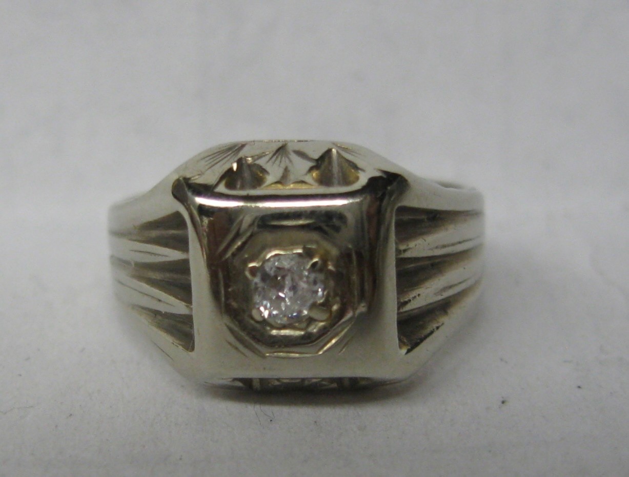 VICTORIAN ANTIQUE 10KW GOLD OLD EUROPEAN CUT DIAMOND BAND PINKY RING SIZE 2.75