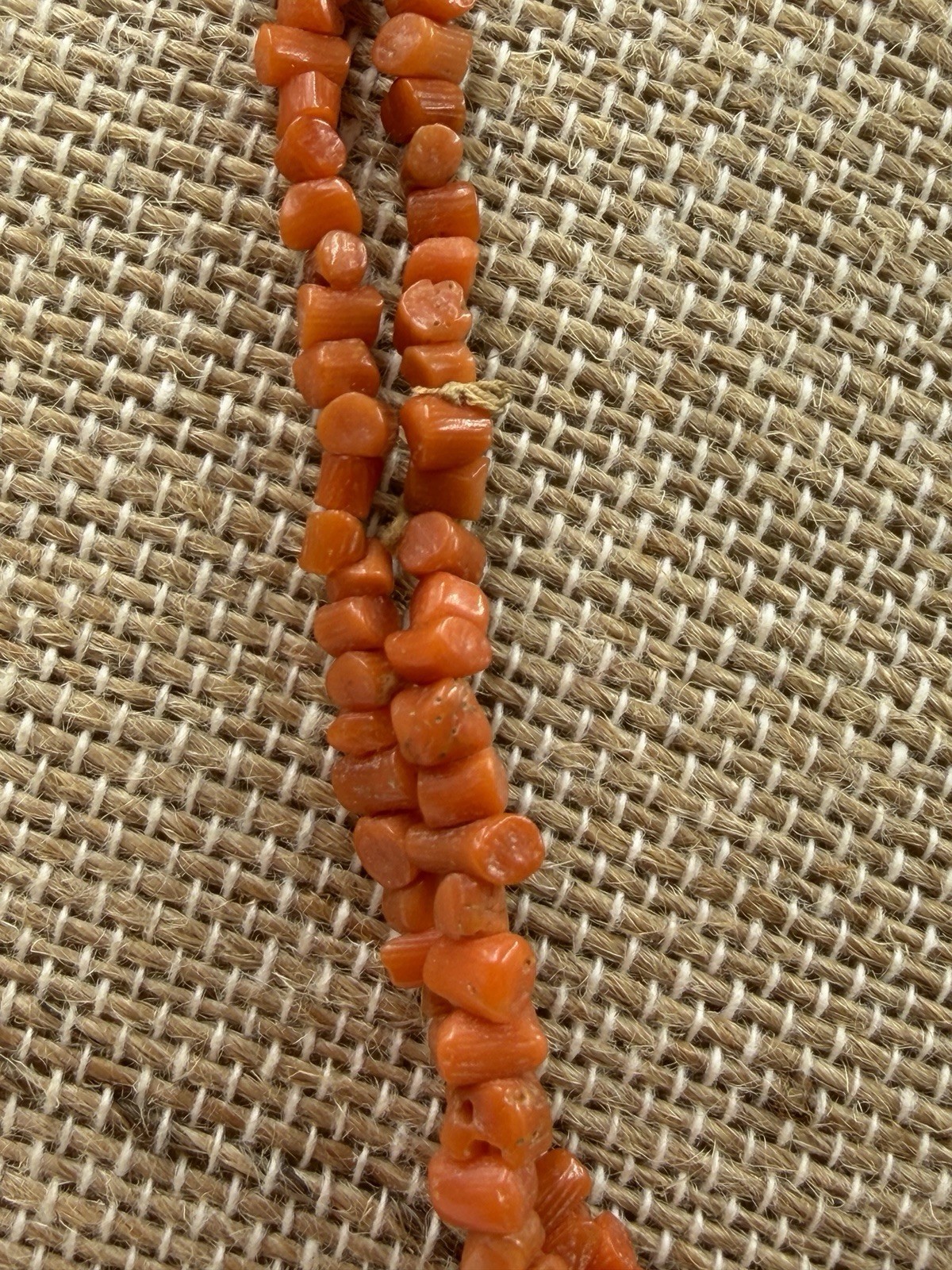 Vintage Necklace Coral Chip LIghtweight Antique No Clasp 40 inches