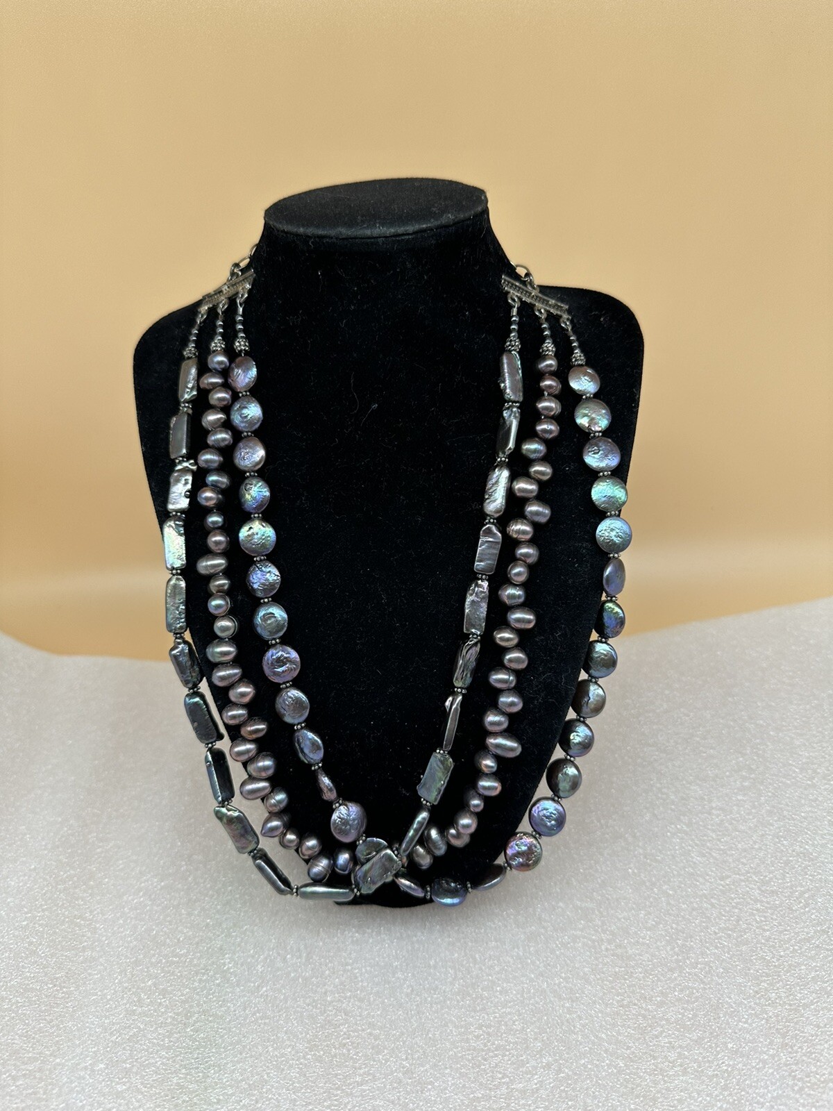 Vintage genuine pearls in different shapes And Tested Sterling Silver Chain