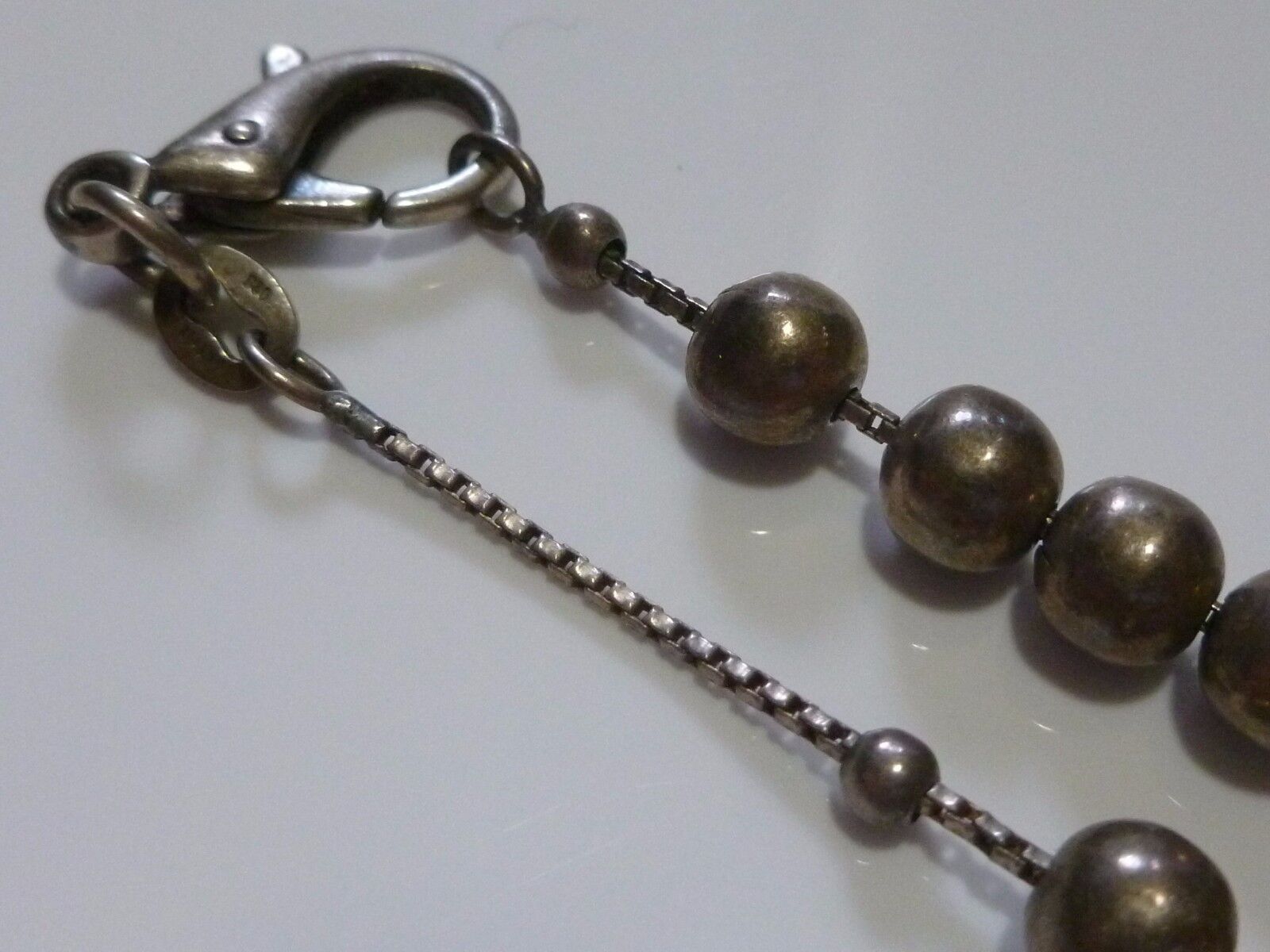 76 GRAMS STERLING SILVER 38″ CYLINDER BALL BEAD SOUTHWESTERN BEADED NECKLACE
