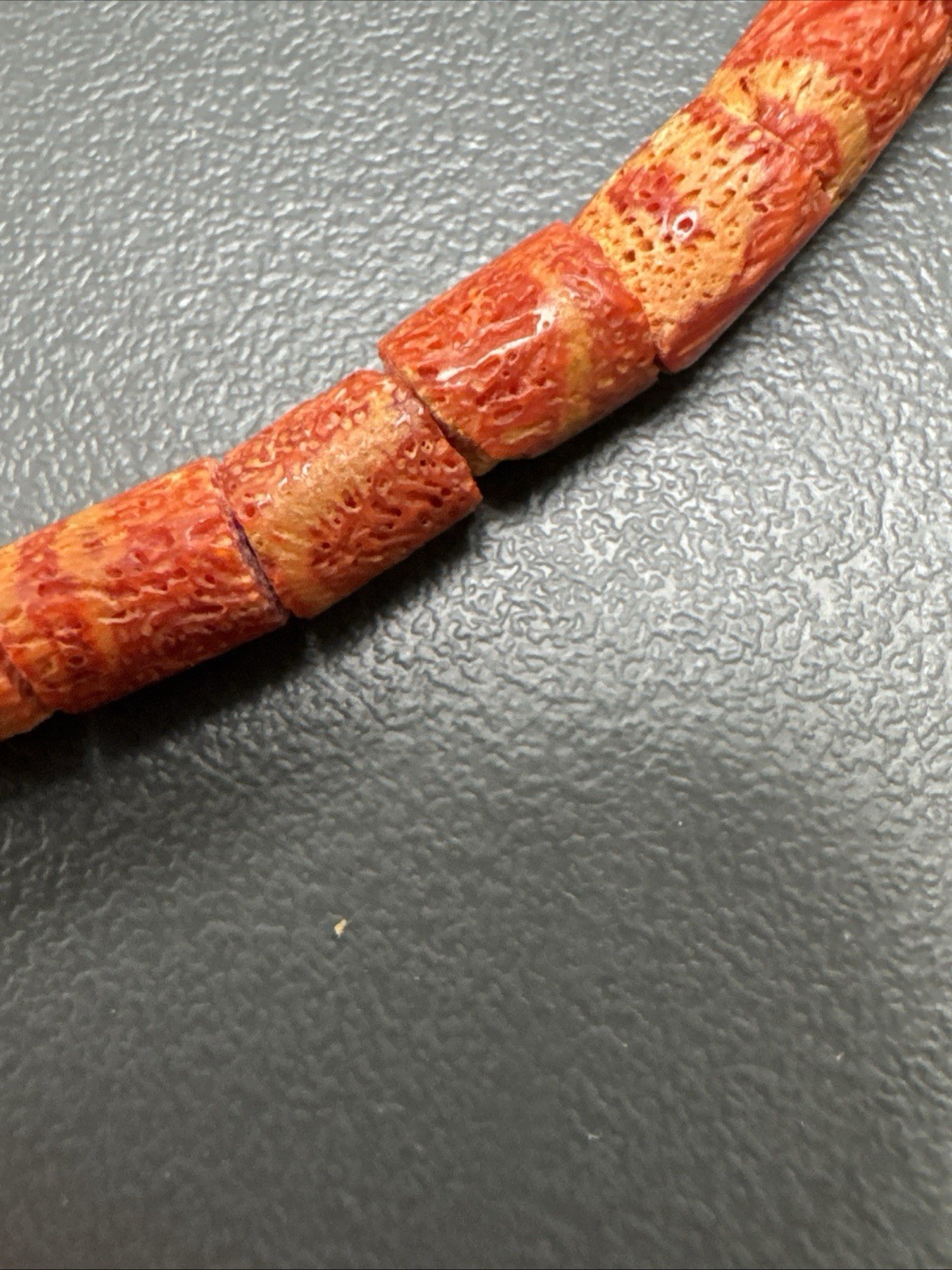 Vintage Natural Red Coral Red / Orange Hue Barrel Shape Gold Spacers 30”Necklace