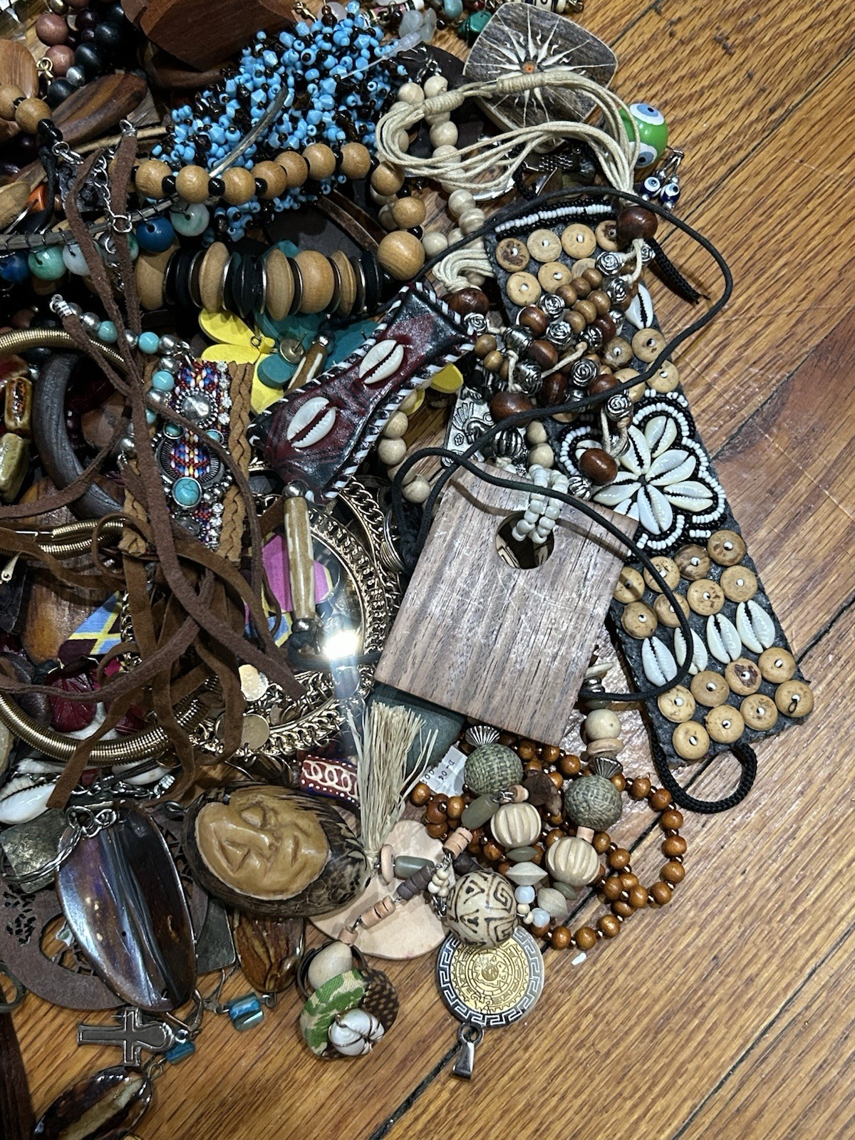 BOHO ETHNIC JEWELRY VARIETY NECKLACES EARRINGS BRACELETS LOT APPROXIMATELY 2 LBS