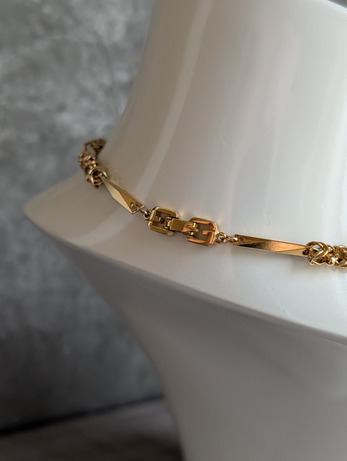 Vintage Givenchy Byzantine Link Bar Station Necklace Gold-Tone 17″