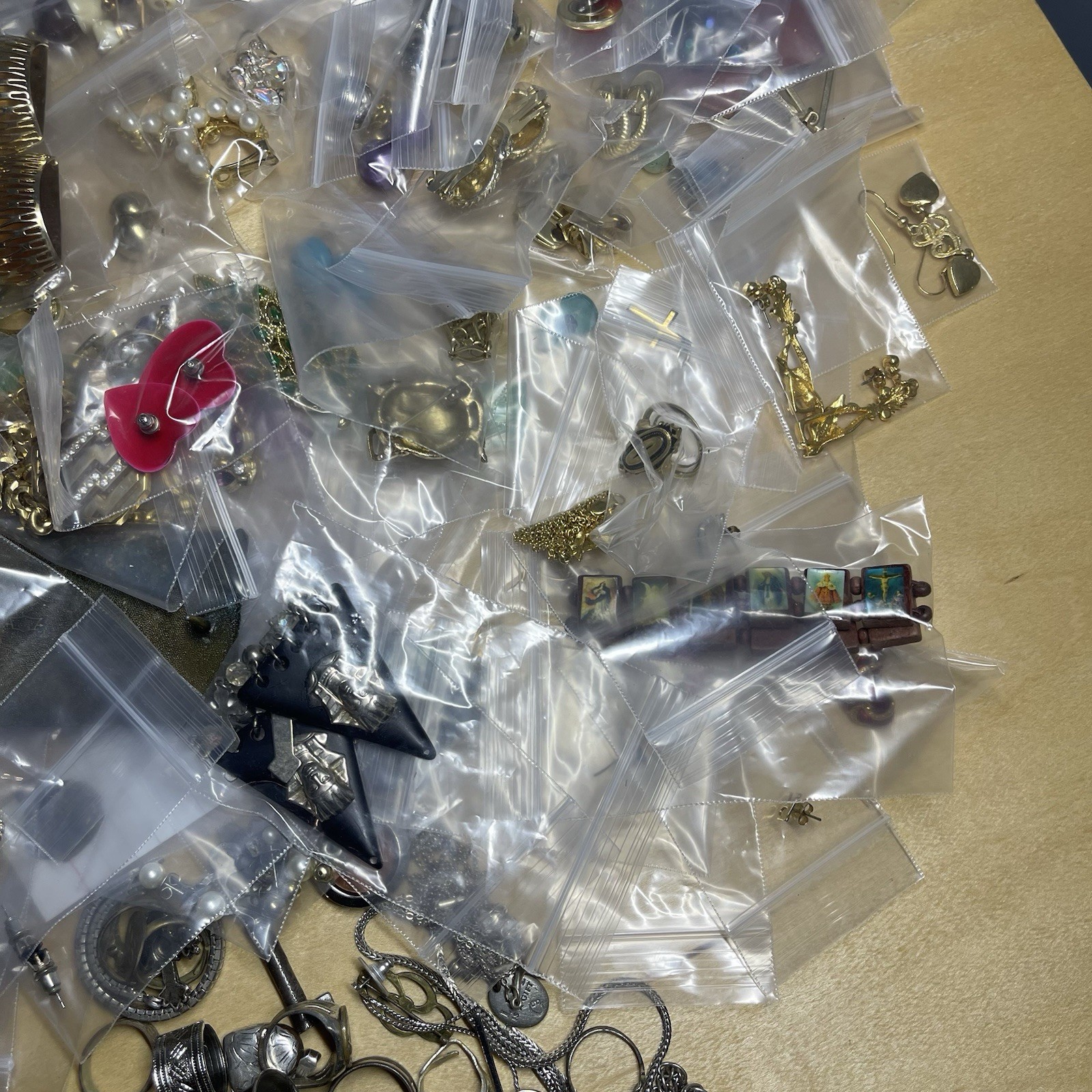 MASSIVE Vintage Costume Jewelry Lot! May be some Silver???