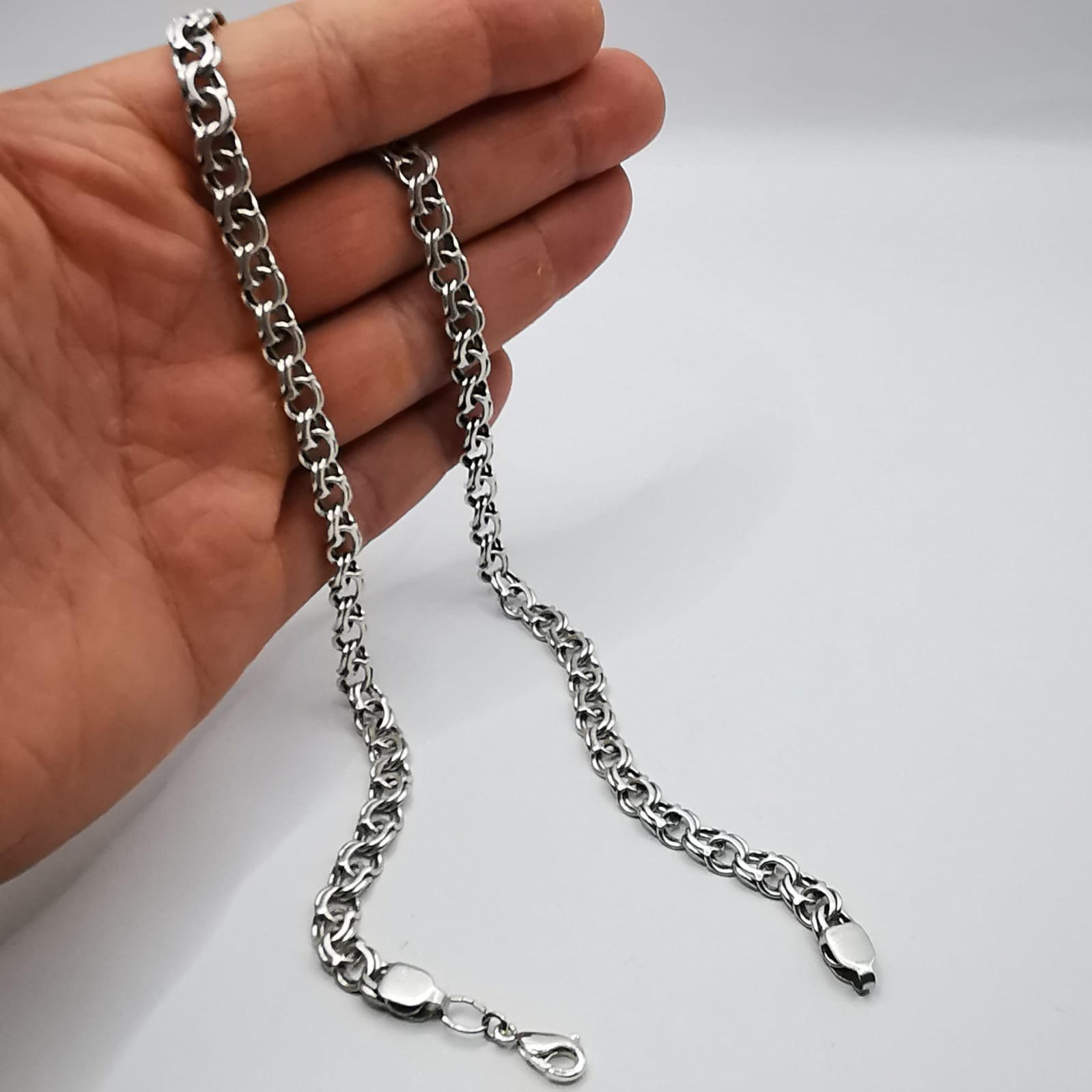 Vintage 925 Sterling Silver Statement Chain Necklace Signed 45cm 25.82g Unisex