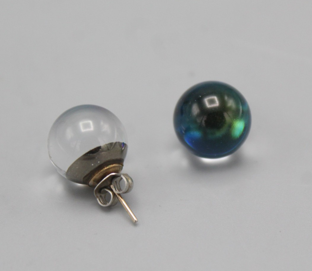 Vintage Pools of Light Large 12mm Crystal Orb Stud Earrings Amazing Colors