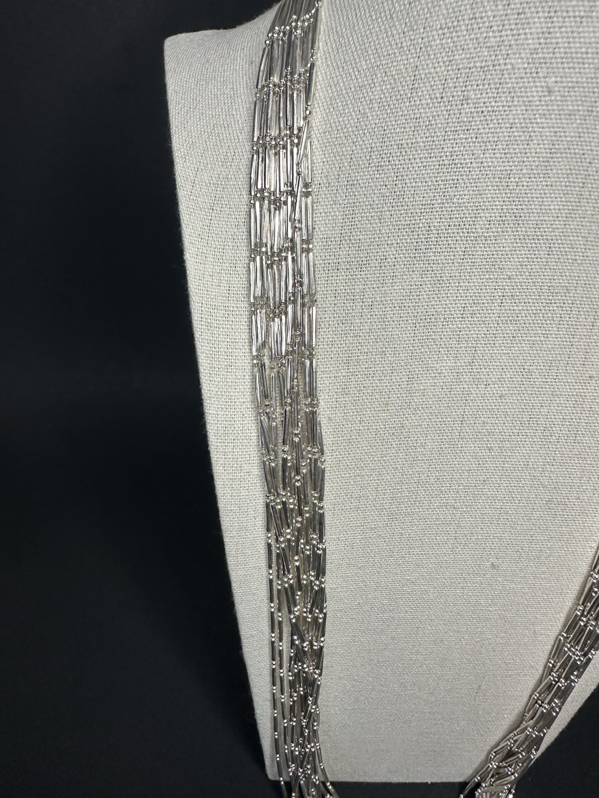 Vintage Coldwater Creek Liquid Silver Style Multi strand Layered Necklace 30”