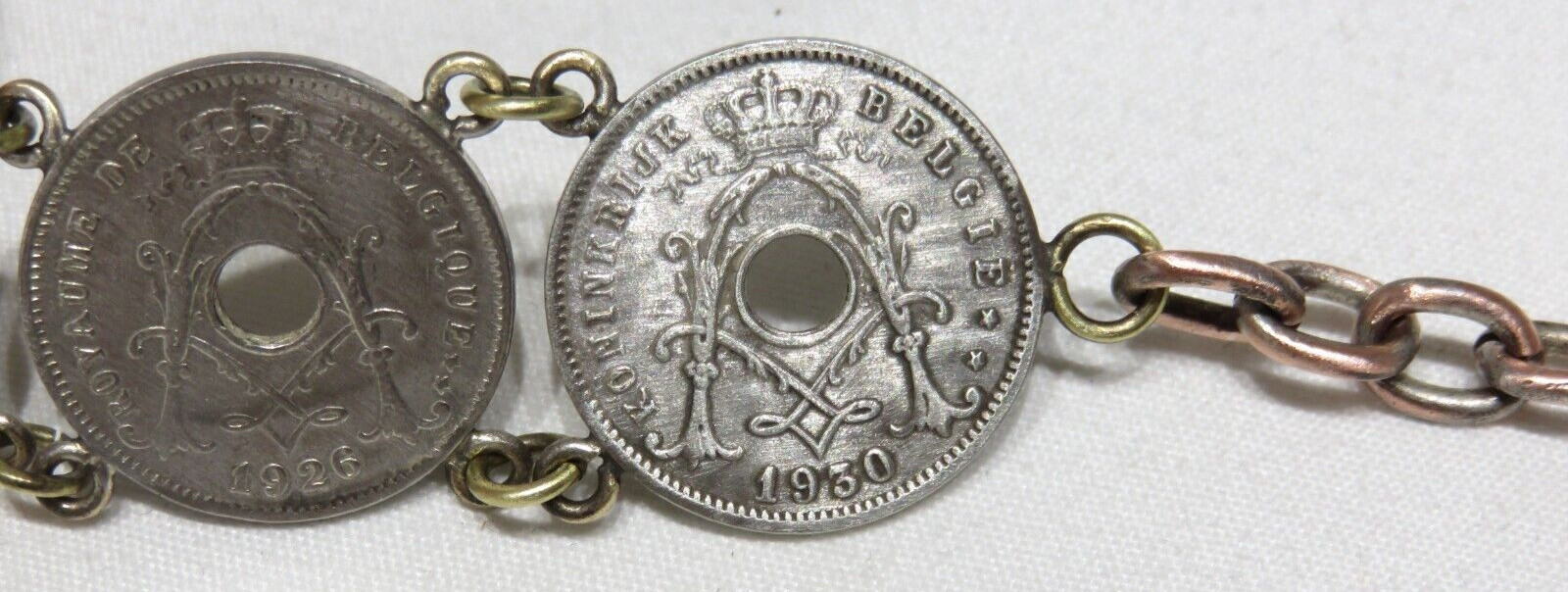 Antique 5 Centimes 1900’s Belgium Coin Chain Link Bracelet Lot 2301 lisasfinds