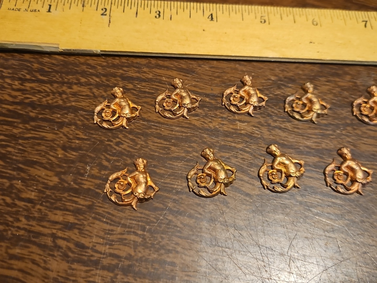Lot Of 10 Male Mermaid France Vintage 60s Brass Stampings Findings Jewelry