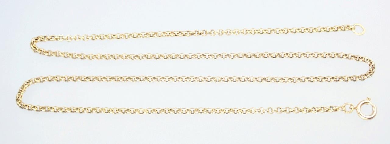 Glowing Vintage 16.5” Solid 9K Yellow Gold 2mm Belcher Chain Necklace 1990
