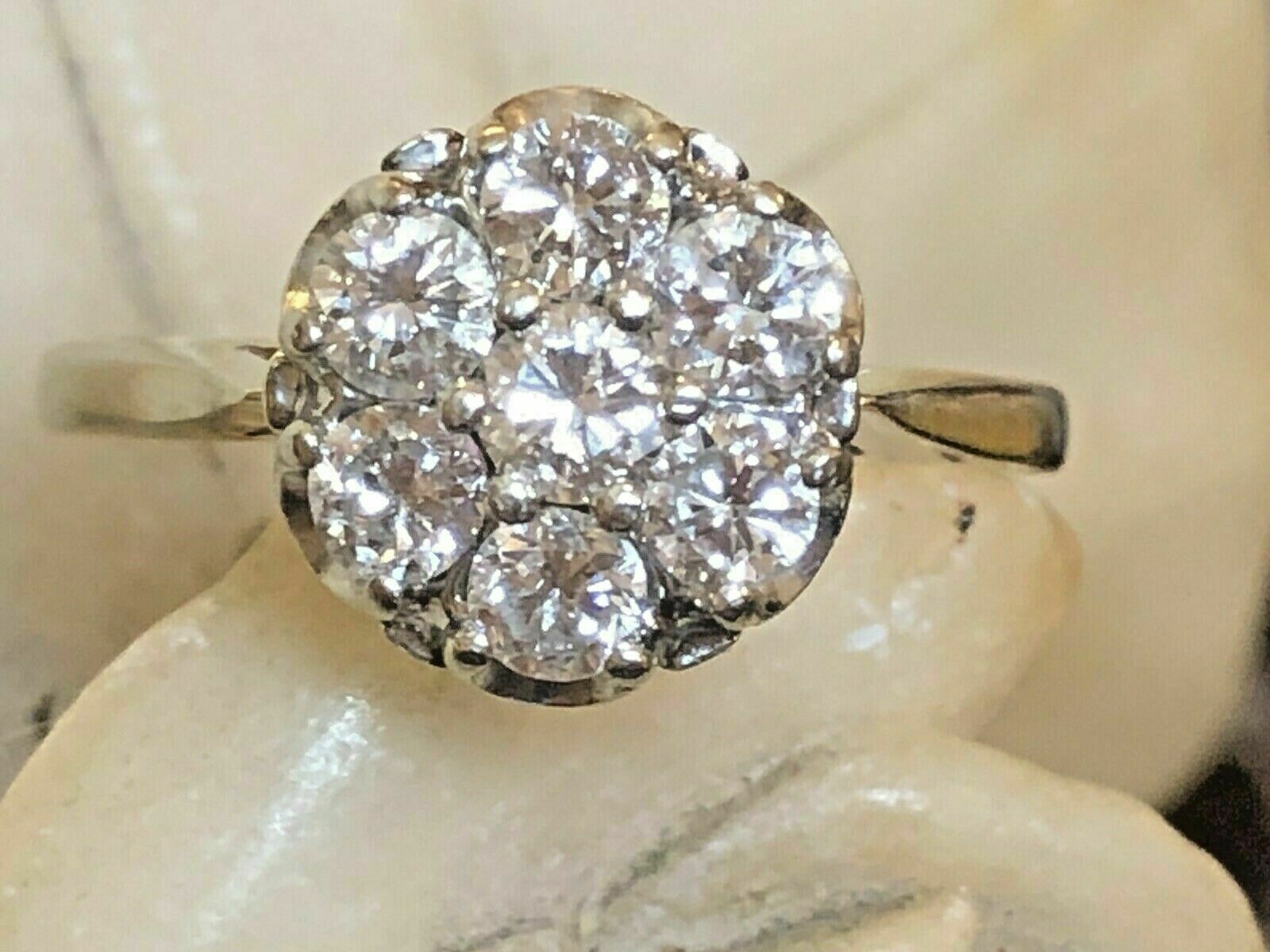 1.75CTW White Round Moissanite Multi Stone Vintage Wedding 14K White Gold Ring