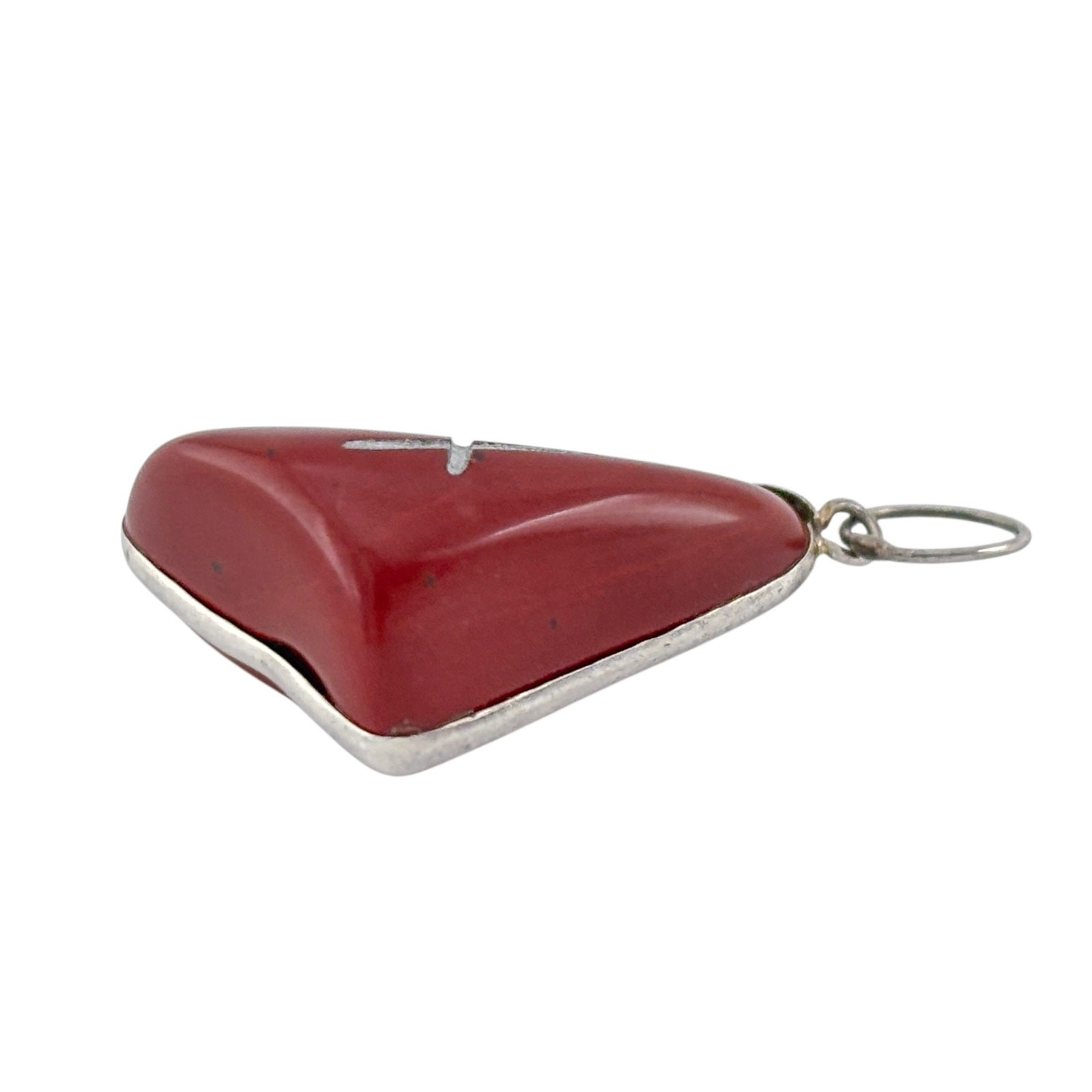 Vintage Sterling Silver 925 Red Coral Pendant