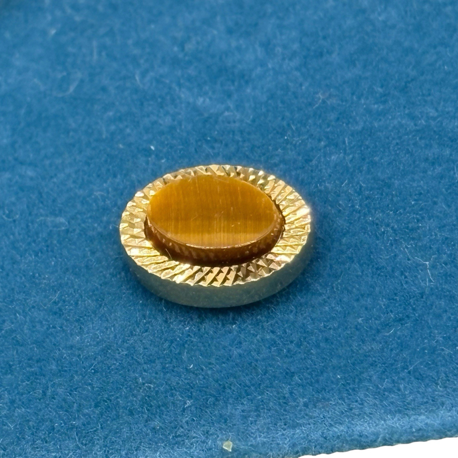 La Mode Genuine Tiger’s Eye Cuff Links & Tie Clip Set In Box Gold Tone Vintage