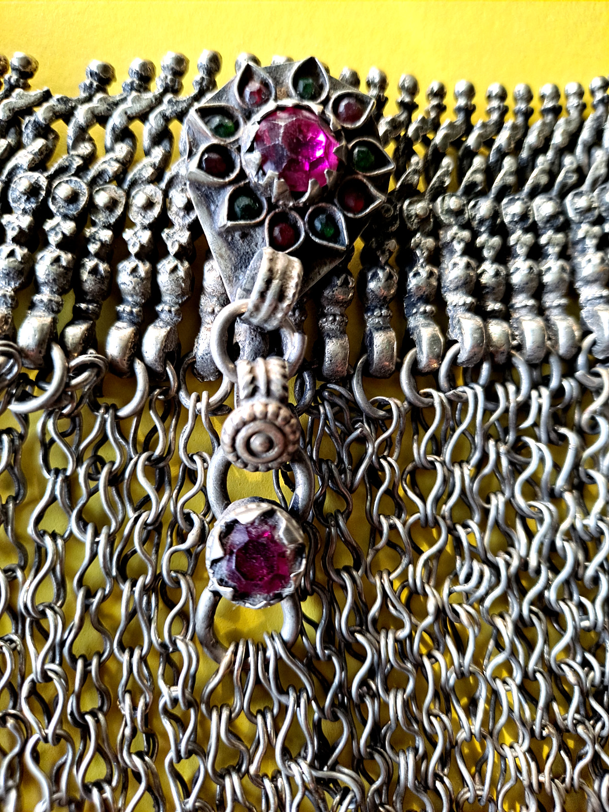 Vint Cascade Afghani Necklace Huge Fringe Afghanistan Necklace Heavy Authentic