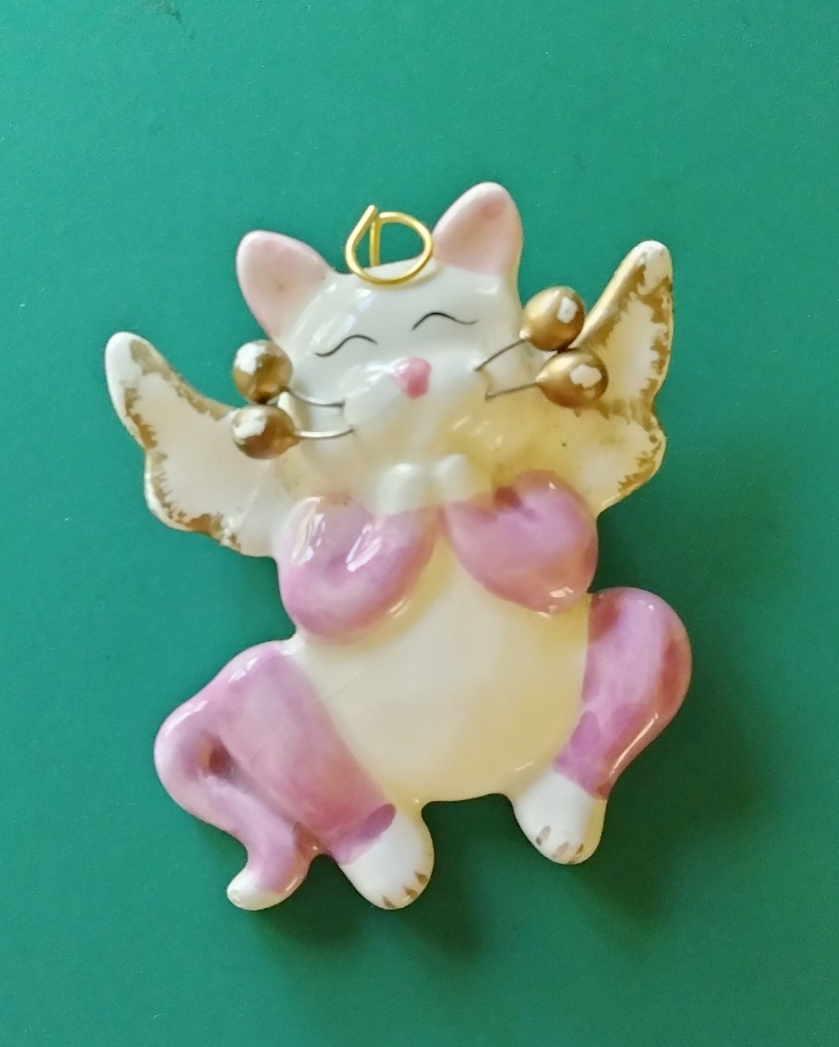 Vintage Amy Lacombe Ceramic Cat Angel Brooch “Angel Face” (173 – 2588)