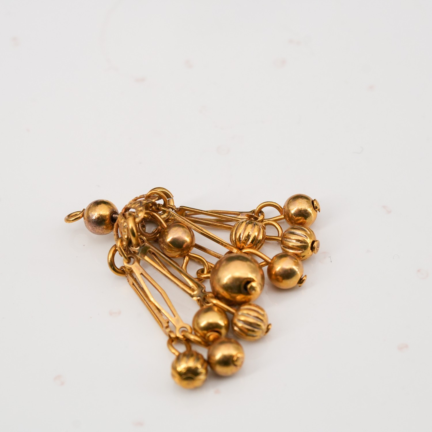 Vintage Raw Gemstone Charm Bracelet Lot | Pearl Bar Brooch & Brass Ball Pendant