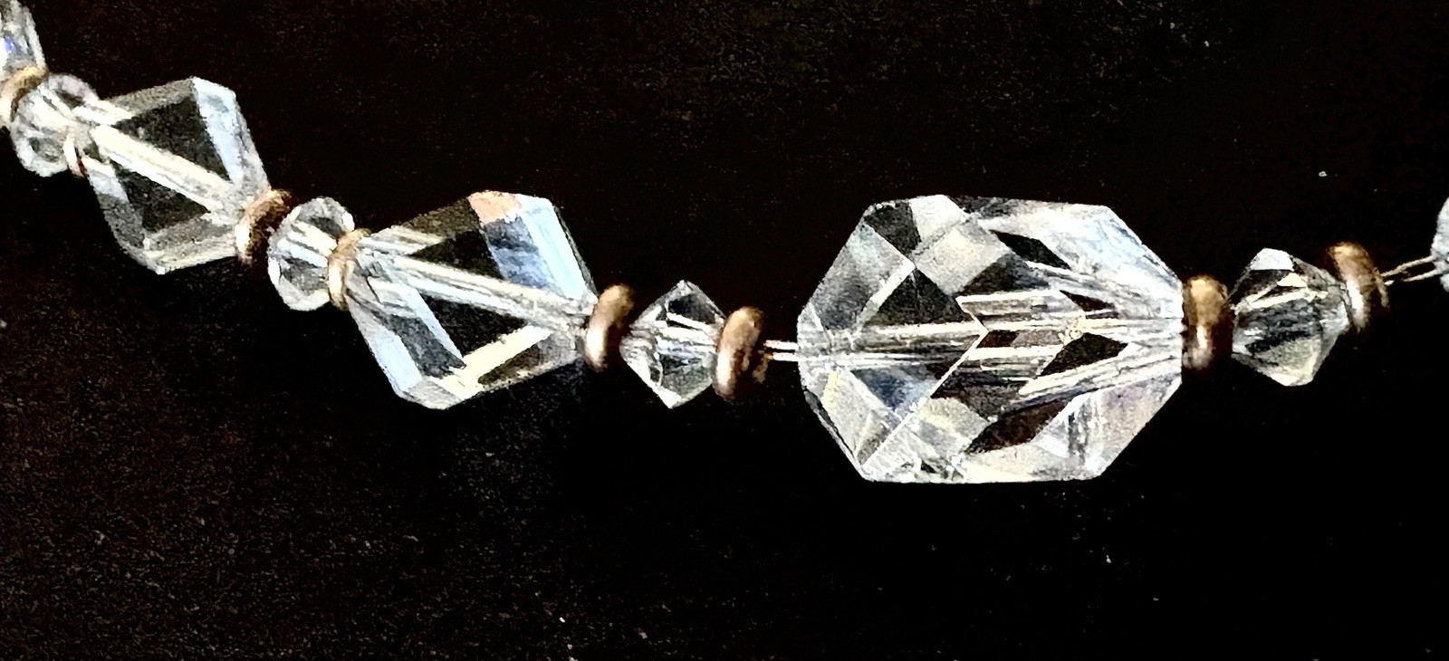 Vintage Art Deco Crystal/Faceted Glass Graduated Beaded Necklace Strung on Chain