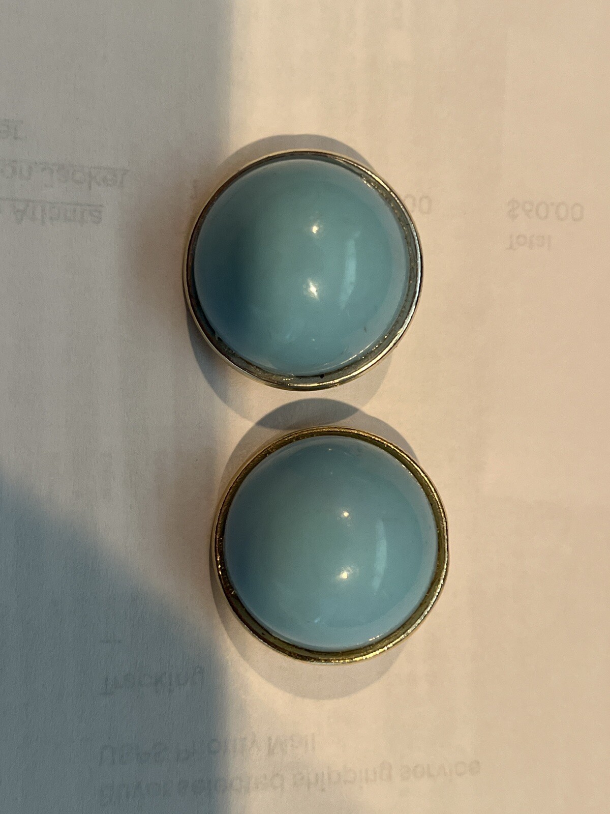 Earrings Vintage Half Moon Powder Blue Metal Clips Very Light Weight