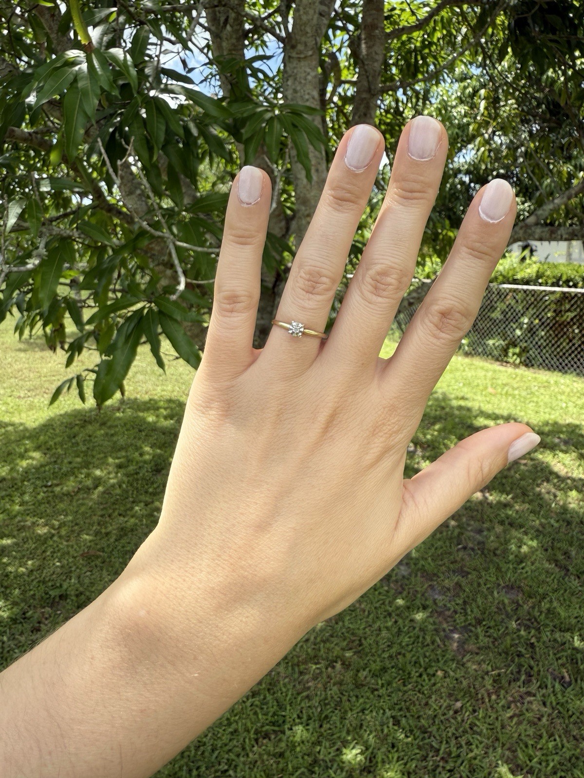 Vintage 1950s Mid Century 10K Gold Illusion Diamond Ring Size 5.5 Minimalist