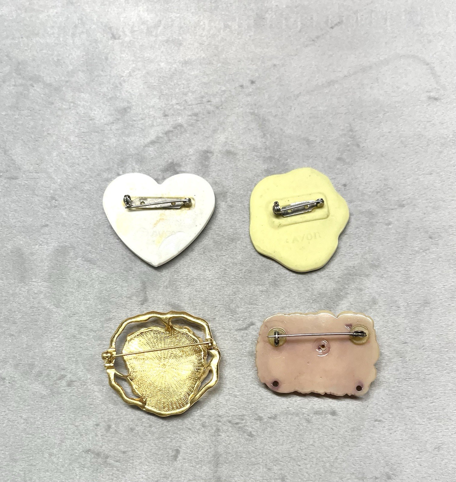 Vintage brooch Lot – pin – pansy – heart- flower- Avon