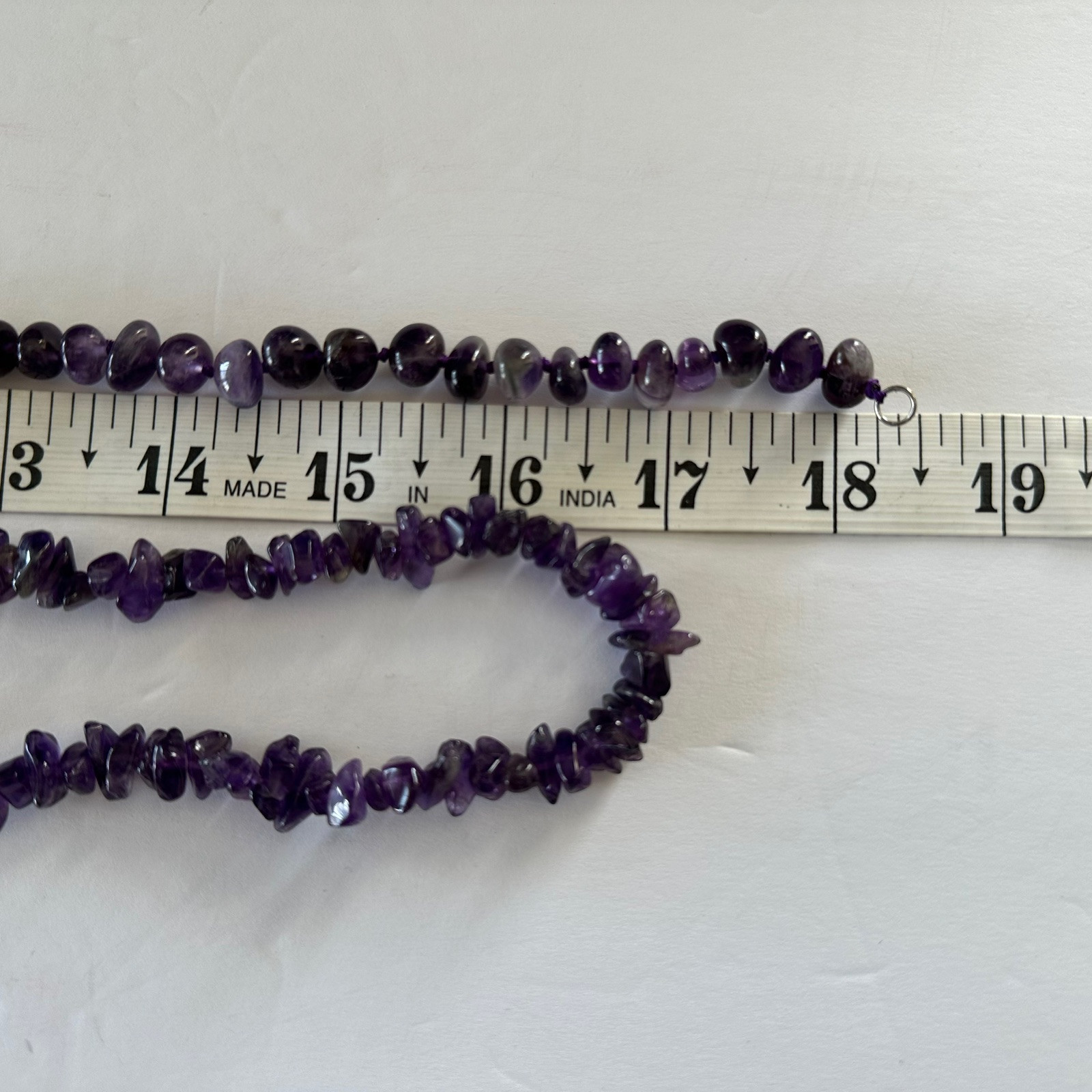 Polished Gem Amethyst Chips 34″ Necklace & Beaded Knotted 18″ Amethyst Necklace