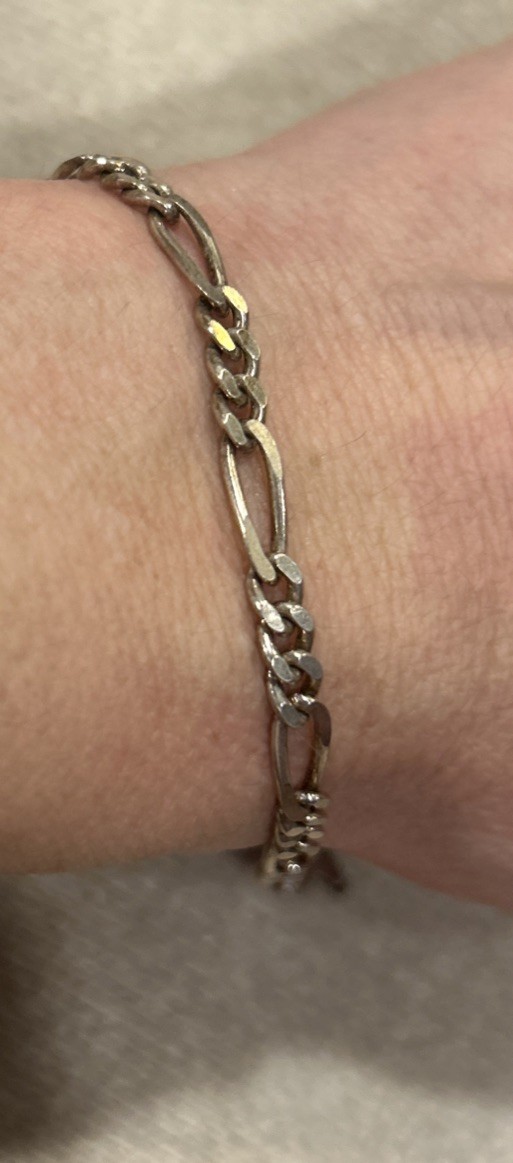 Vintage Sterling Silver Italy 925 Figaro Chain Bracelet HCT ISC PR ~ 7”