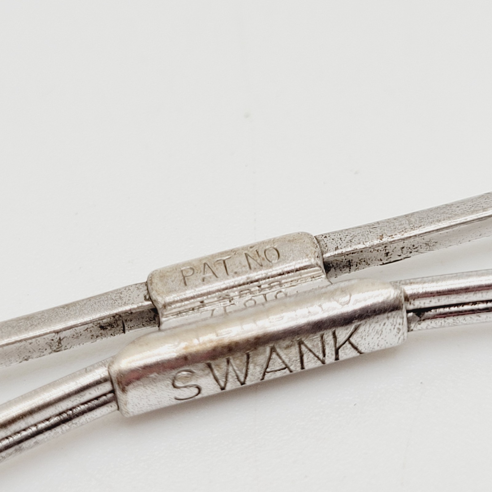 Swank 1930s Sterling Silver Collar Bar Stay Clip Patent 75818 Curved Flex Design