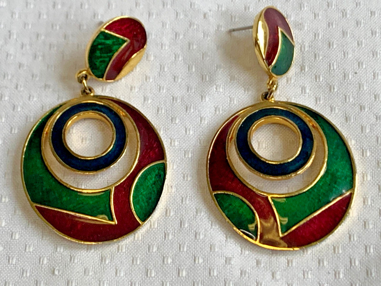 Vtg Earring Lot Costume Jewelry Enamel Faux Pearl Tigers Eye Hematite Malachite