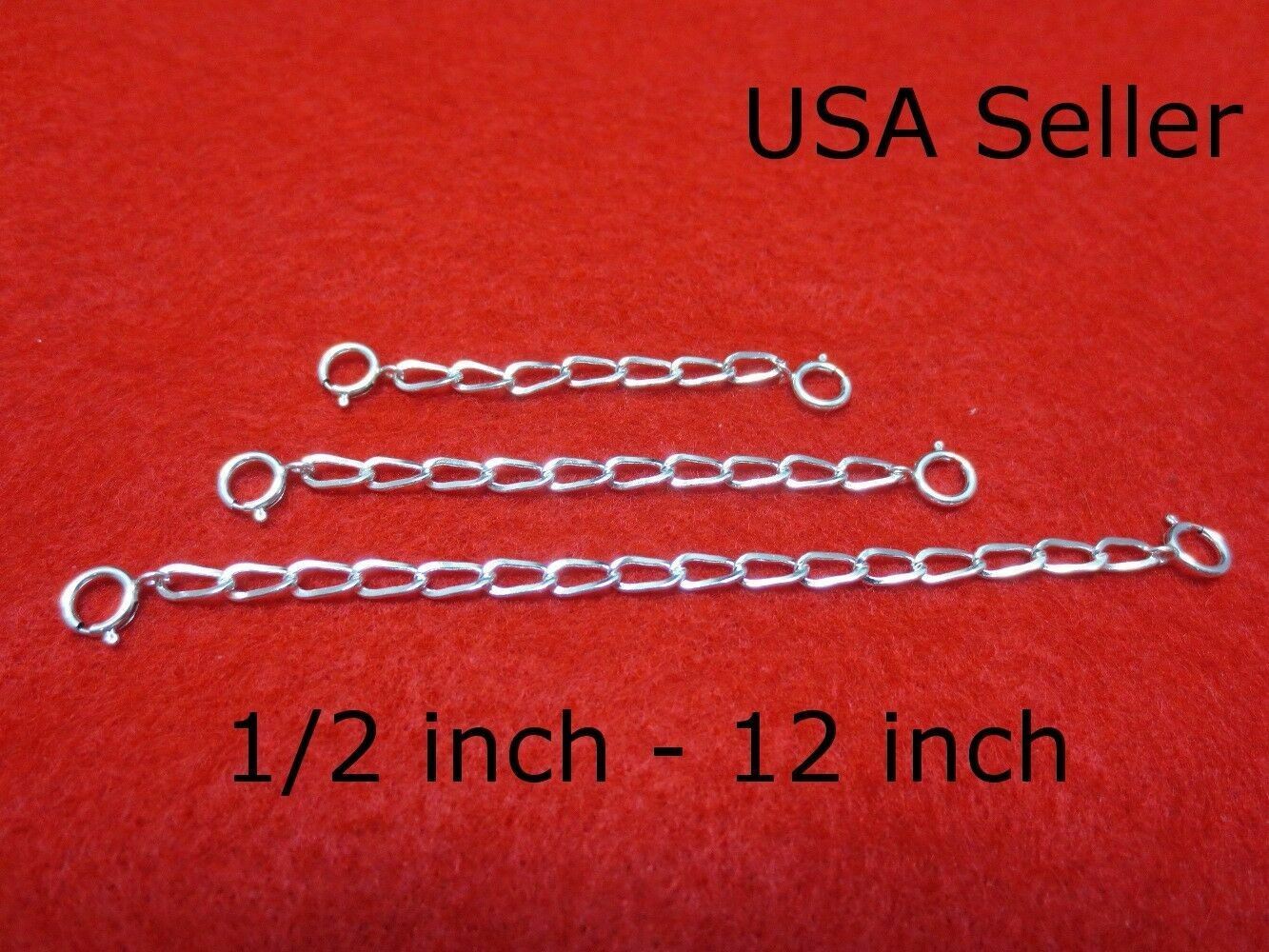 .925 STERLING SILVER EXTENDER / SAFETY CHAIN 1/2″-12″ W/ 2 SPRING RINGS