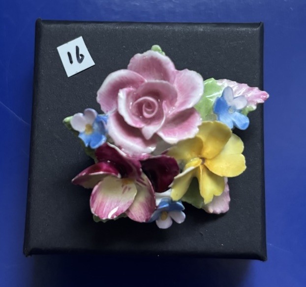 Vintage Porcelain Brooch with Floral Design Bone China, Made in England