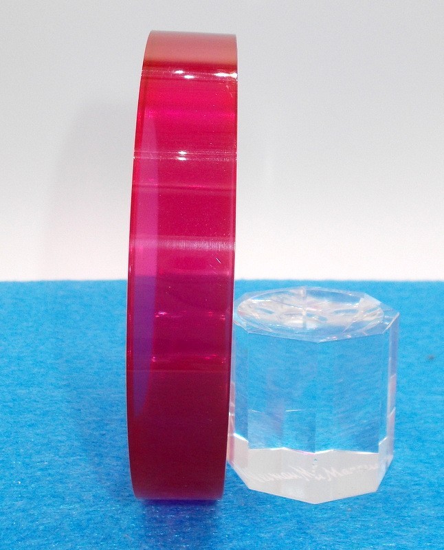 Vintage Clear Hot Pink Lucite Chunky Bangle Bracelet 1990s Designer 5/8″ Wide