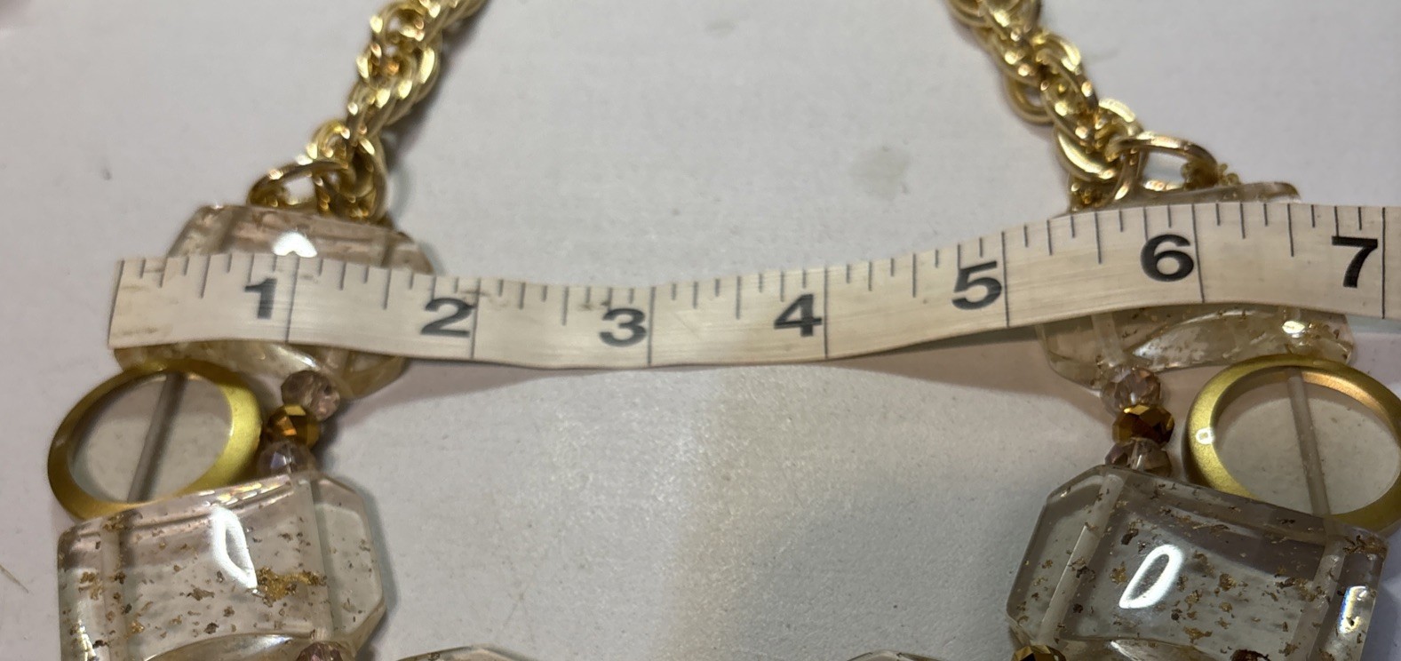 Vintage Chunky Statement Clear Lucite With Gold Flecks Demi Parure Set