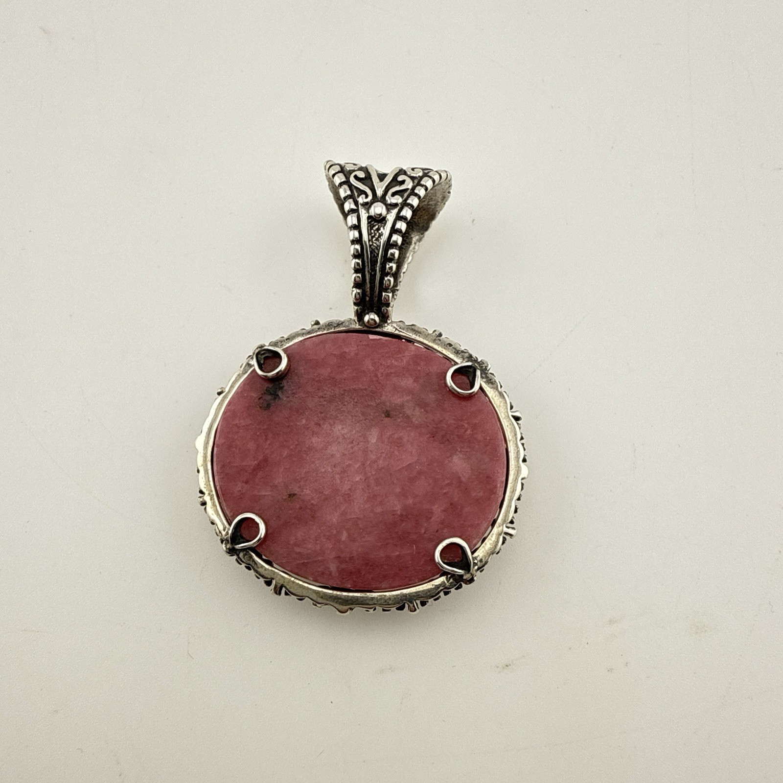 Carolyn Pollack Necklace Set Pink Rhodonite Sterling Silver 925 Pendant Beaded