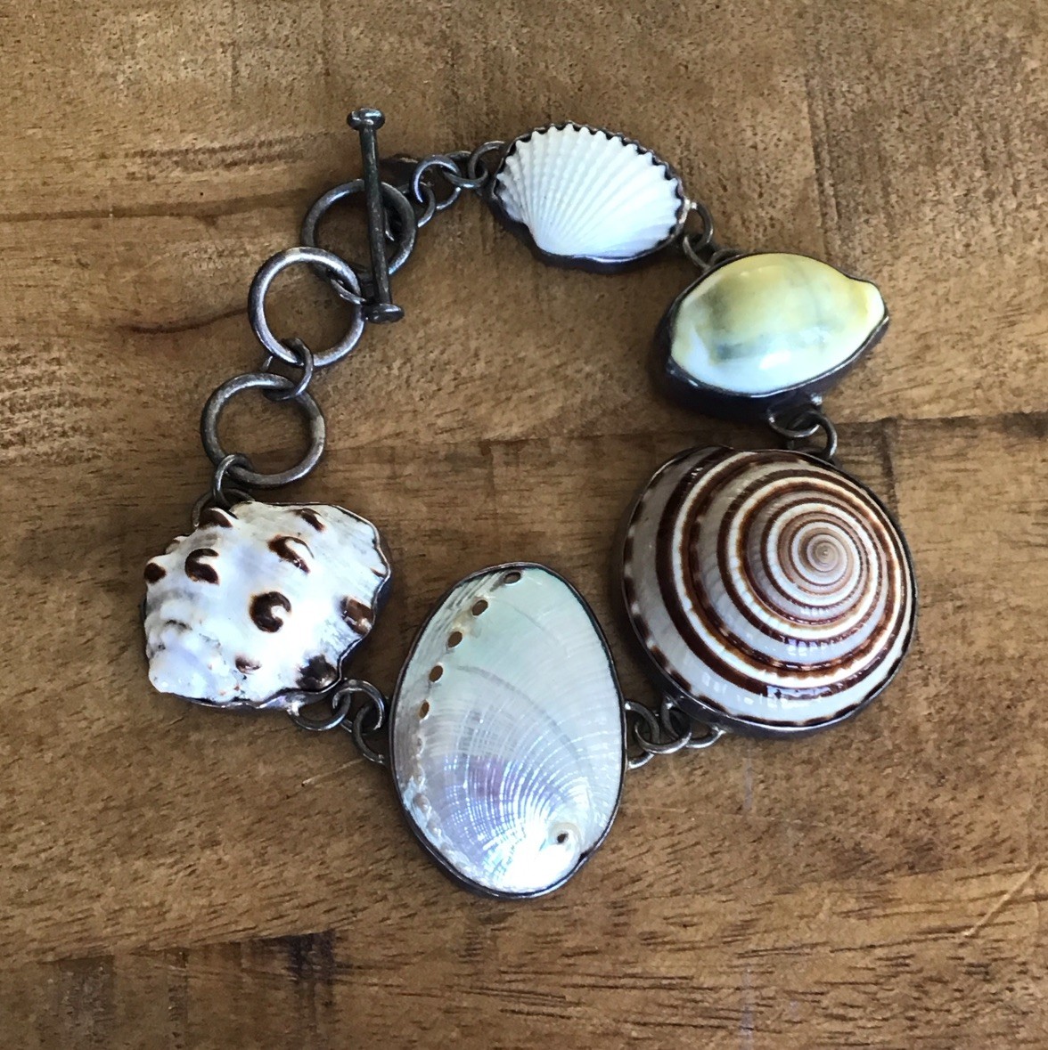 Sterling silver Mexico Natural Hand Crafted Sea Shell bracelet