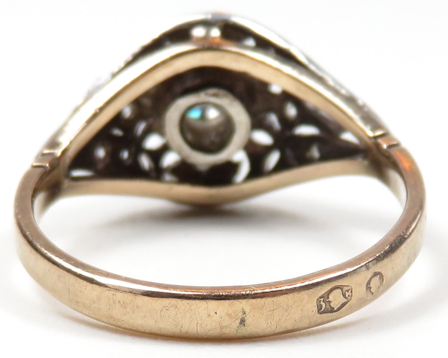 Victorian Edwardian 14KY Silver Diamond Engagement Ring Size 7 UK-N1/2 EGL USA