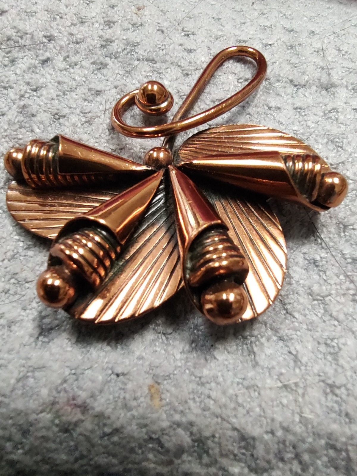 Copper Bell Jewelry Brooch Cone Tassel Swirls Approximately 2″