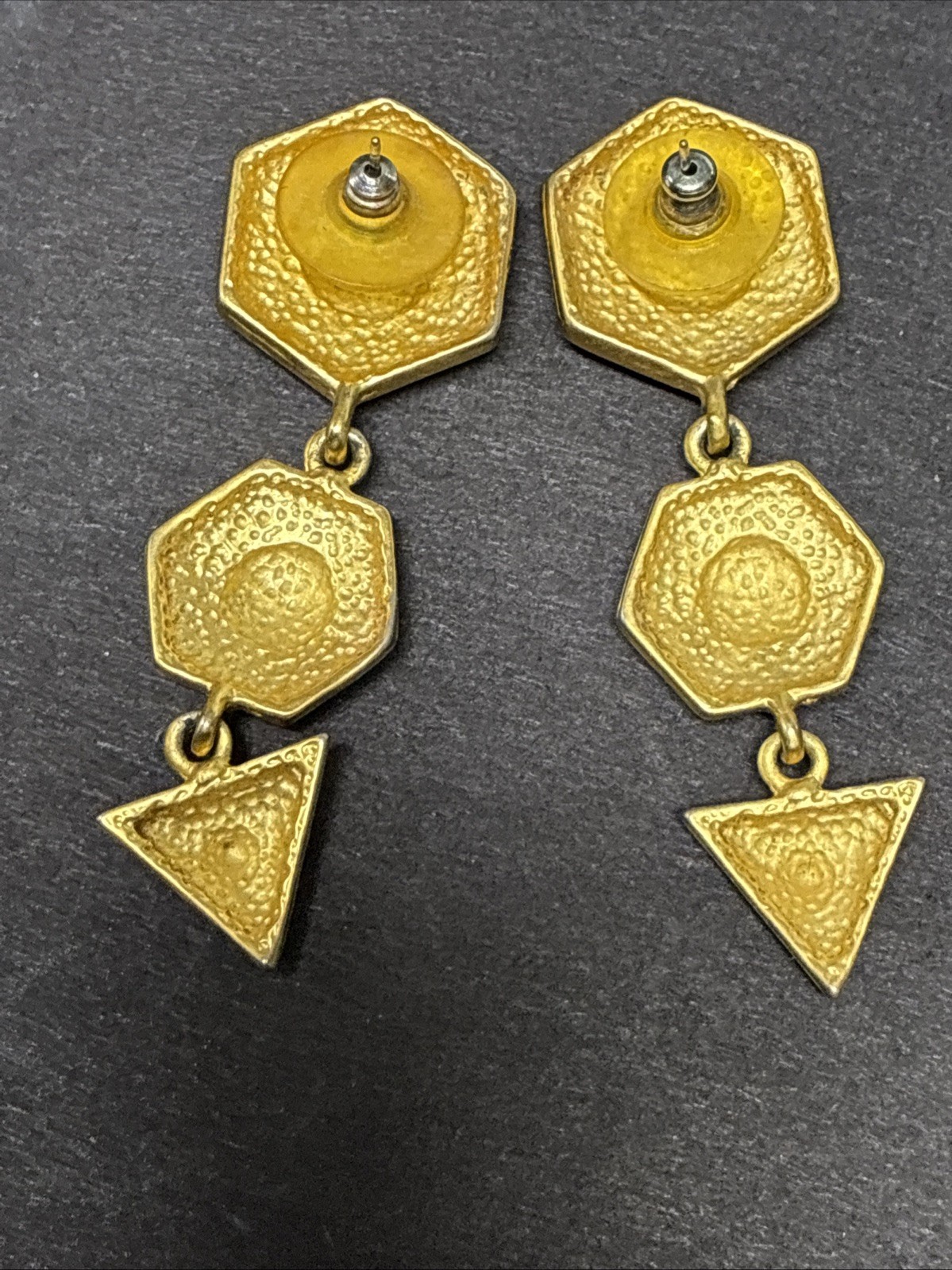 Vintage 1980s Gold Tone Drop Dangle Earrings (FC108-3 Q6082