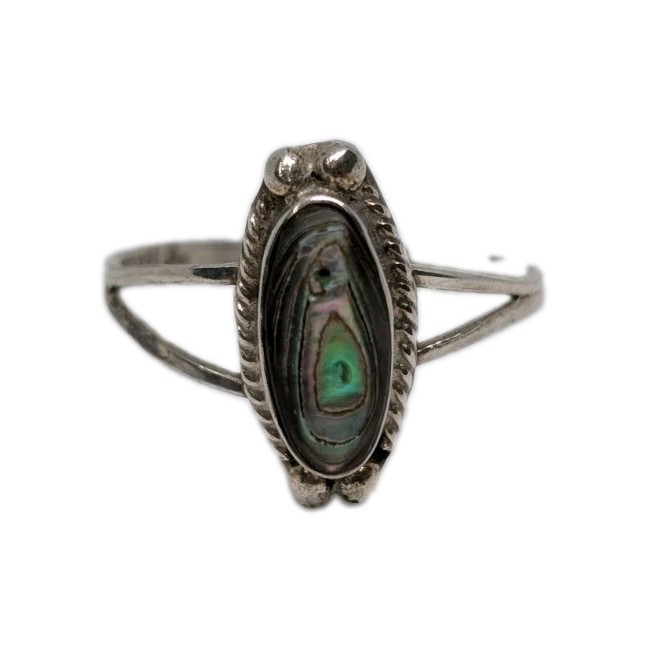 Vintage Alpaca Mexico Abalone Ring Size 6 Sterling Silver