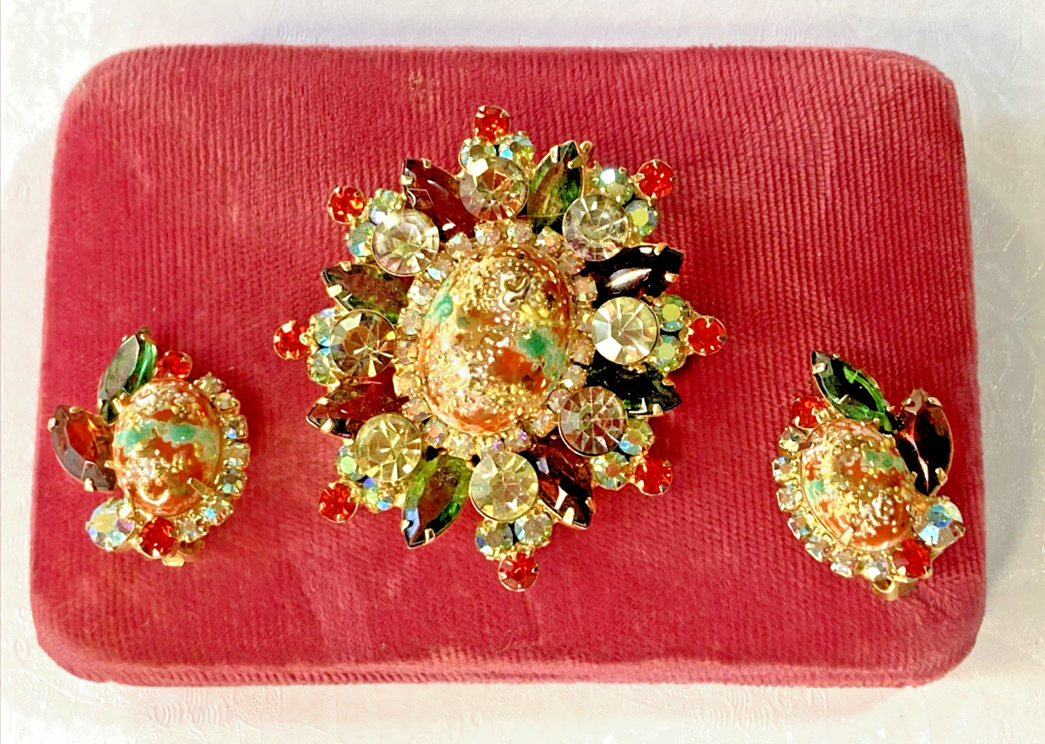 Delizza & Elster Juliana Speckled Easter Egg Cabochons Brooch And Earrings Set
