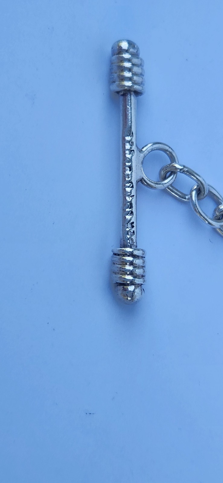 Vintage Sterling Silver twisted Cable Link Bracelet Toggle T-Bar Clasp 8″