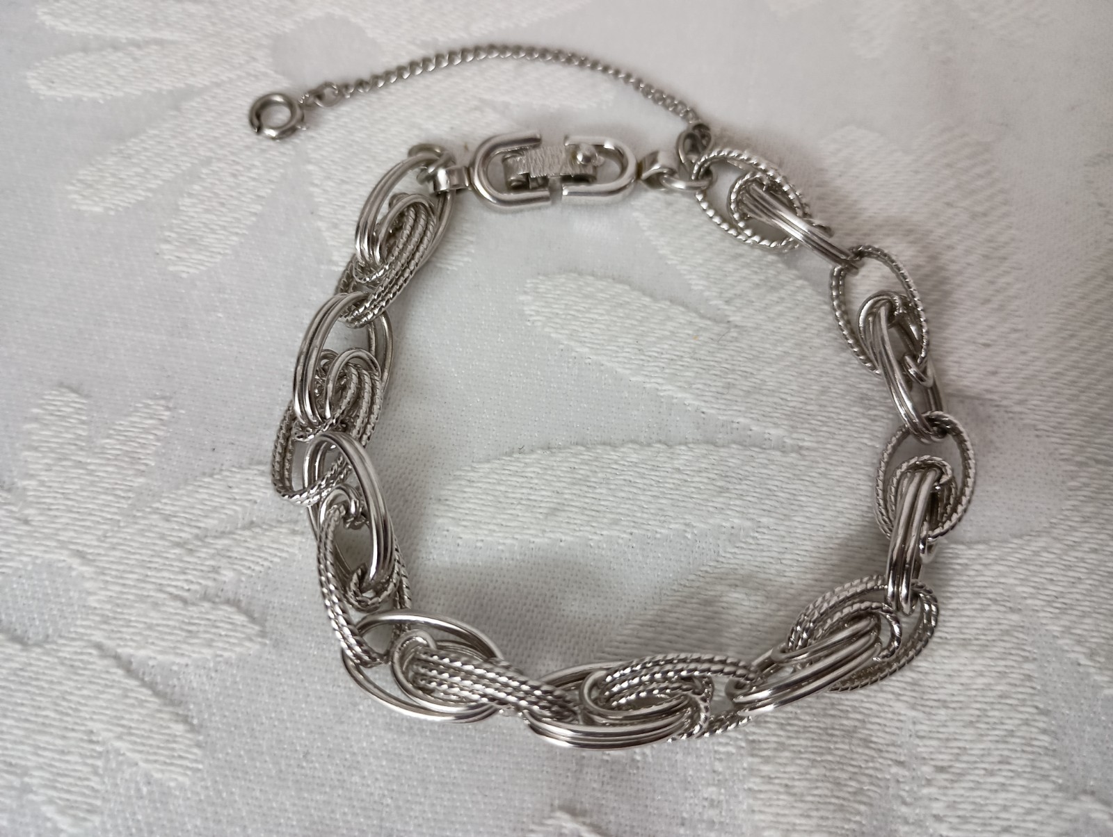 Vintage Monet Silver Plated Chain Link Starter Charm Bracelet